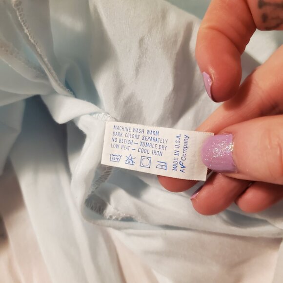 Vintage 70s Pastel Blue Babydoll Button Front Dollcore Nightgown Sleep Dress - Picture 4 of 11
